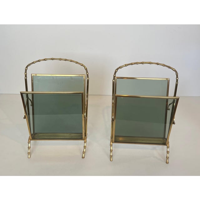 Pair of Bronze Faux Bamboo Magazine Racks by Maison Baguès For Sale - Image 6 of 12