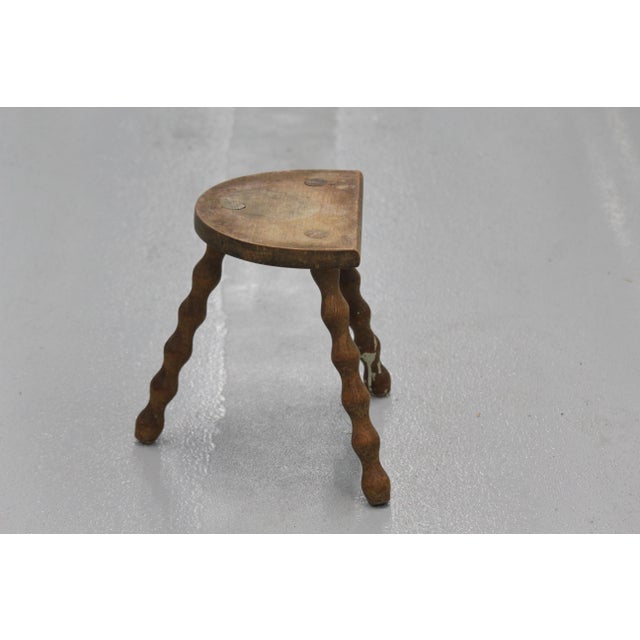 Beige Small Wooden Stool, 1950s For Sale - Image 8 of 11