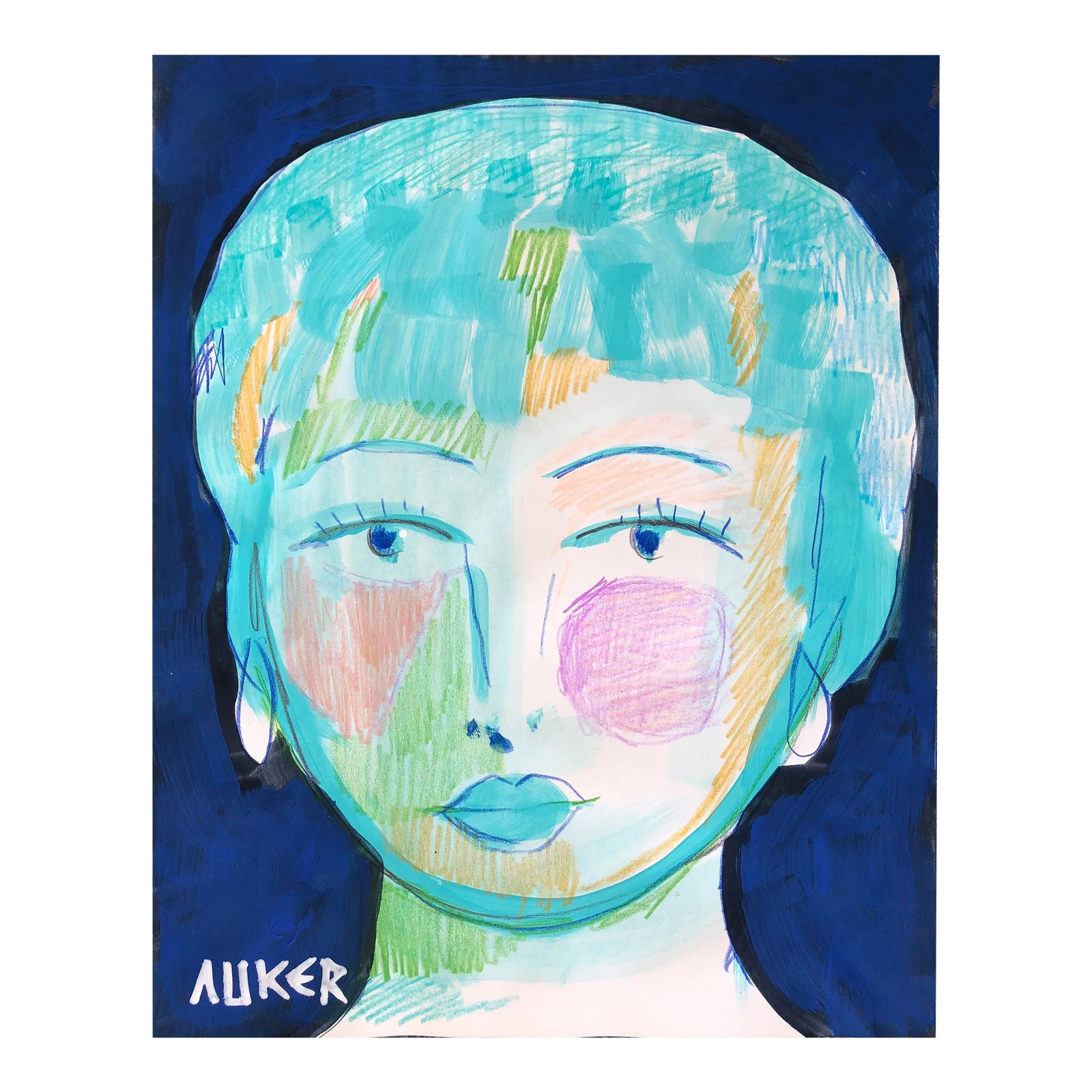 CL Auker Original Painting “The Italian Film Star” Mixed Media on Paper ...