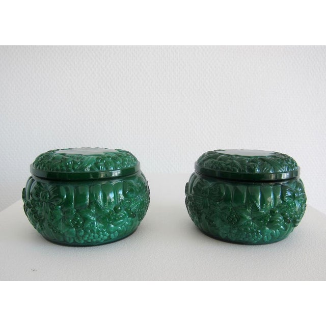 1930s Art Deco Deep Green Glass Boxes, 1930s, Set of 2 For Sale - Image 5 of 7