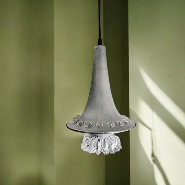 Mid-Century Silver Metal Crystal Glass Pendant Lamp, 1960s For Sale - Image 12 of 12