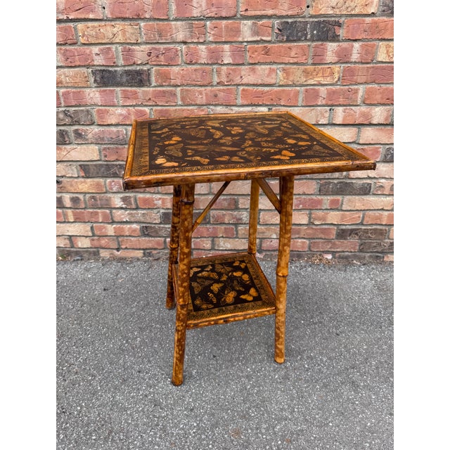 Late 19th Century 19th Century Decoupage Bamboo Side Table For Sale - Image 5 of 7