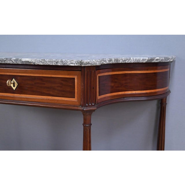 Brown Late 18th Century Louis XVI Mahogany and Marble Console Table For Sale - Image 8 of 18