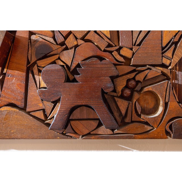 Large Mid-Century Abstract Wood Assemblage Wall Sculpture, 1960s For Sale - Image 9 of 16