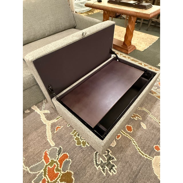 Brown Crate & Barrel Lounge Deep Sofa + Storage Ottoman, Set For Sale - Image 8 of 12