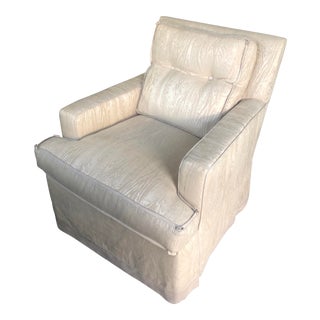 Nancy Corzine Silk Faux Bois Upholstered Club Chair For Sale