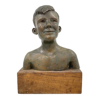 Rex Dietderich (American, 20th C.) "Frank, Age 14" Original Bronze Sculpture For Sale