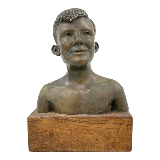 Rex Dietderich (American, 20th C.) "Frank, Age 14" Original Bronze Sculpture For Sale