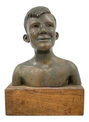 Rex Dietderich (American, 20th C.) "Frank, Age 14" Original Bronze Sculpture C.1970s