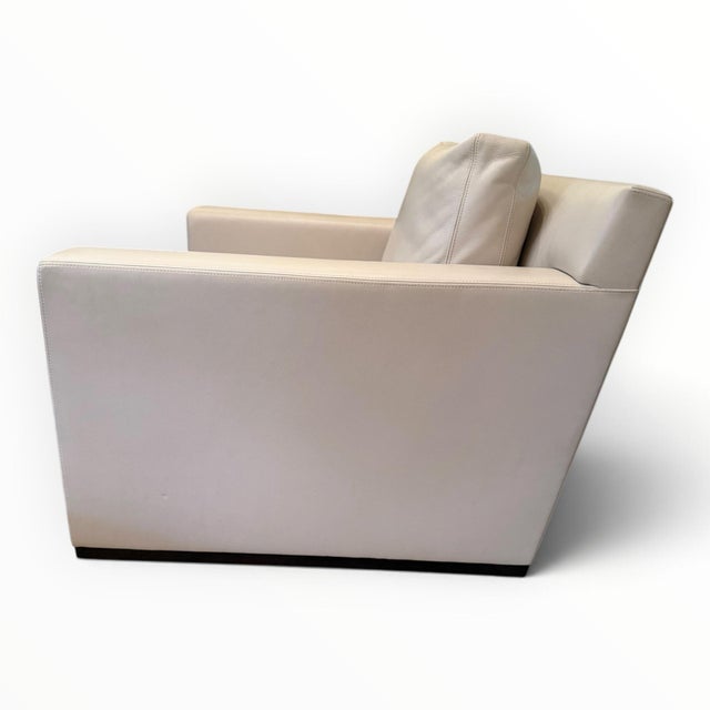 Holly Hunt Holly Hunt Gryphon Leather Swivel Club Chairs- A Pair For Sale - Image 4 of 7