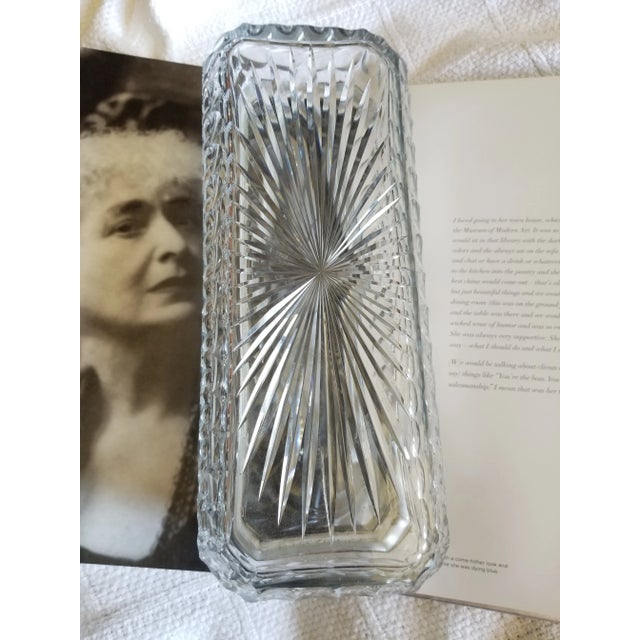 Beautiful antique America Brilliantly cut crystal box with cut flowers on the curved top and cut and curved sides and cut...