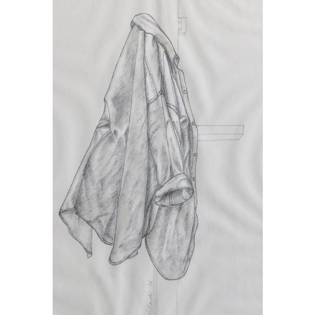 Vintage Quartet of Graphite on Paper Shirt Illustrations, a Set, Circa 1978 For Sale - Image 12 of 17