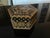 Here is a really nice Farmhouse Folk Art Wicker & Wood Box with a satin lining to warehouse your baubles. Love the brown...