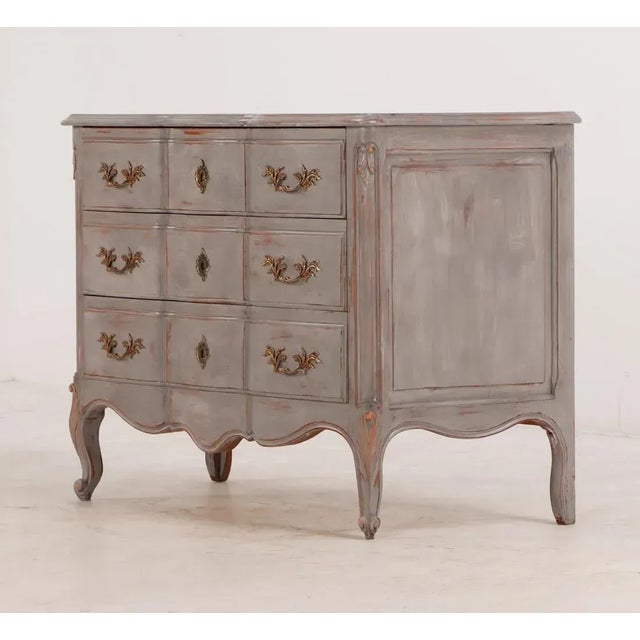 French French Louis XV Style Painted Three Drawer Commode C 1945 For Sale - Image 3 of 10