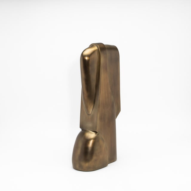 Modern Abstract Sculpture in Bronze Patina Brass by Patrick Coard Paris For Sale In Los Angeles - Image 6 of 6