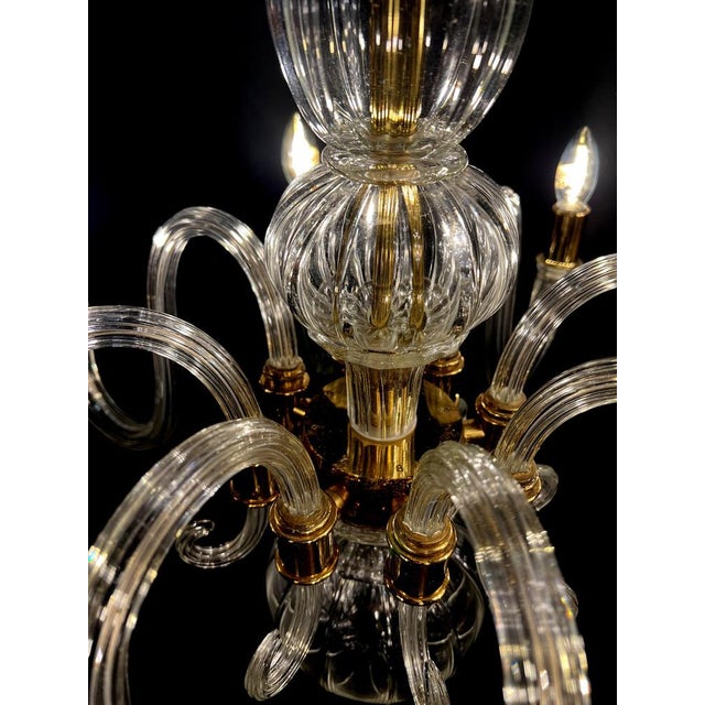 Metal Italian Murano Glass Chandelier with Gold Inserts attributed to Barovier & Toso, 1970s For Sale - Image 7 of 18