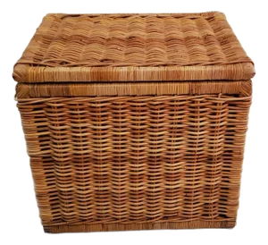 Large Square Rattan Chest, Vintage