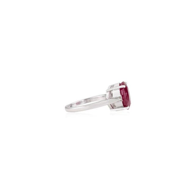 Metal Ruby Solitaire Ring With Diamond in 925 Sterling Silver - Size 8 For Sale - Image 7 of 12