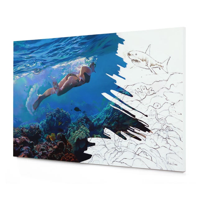 Confront - Large Figurative Ocean Oil Painting on Canvas Original Artwork by Michelle Fillmore For Sale In Los Angeles - Image 6 of 9