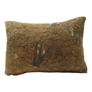 17th Century Brussels Verdure Tapestry Fragment Pillow With Botanical Motif For Sale