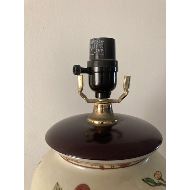 Mid 20th Century Vintage Mid 20th Century Matte Porcelain Chinese Floral Lamp For Sale - Image 5 of 7