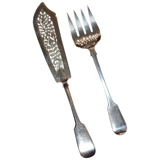 George Angell Sterling Silver Fish Set in Case, Circa 1875, London For Sale