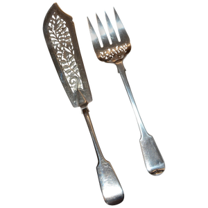 George Angell Sterling Silver Fish Set in Case, Circa 1875, London