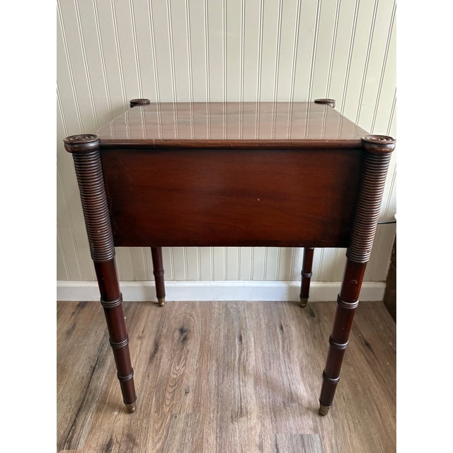 Antique Federal American Walnut & Mahogany Sheraton Style Side Table Collectible For Sale - Image 9 of 12