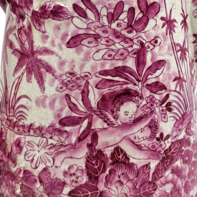 Late 20th Century Maximalist Pink Chinoiserie Lidded Coffee Pot, Fine Crackle Glaze Porcelain 11.75" For Sale - Image 12 of 17