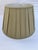 A single round empire shape lamp shade with open box pleat in a light green fabric. Uno fitting base is 7.5" from top....