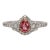 0.52cts Padparadscha Sapphire Ring W Natural Diamonds in 14k Gold | Pear 6x4.5mm, Size 6.75 For Sale