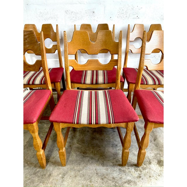 Set of 6 Razorbacks or Razorblades Dining Chairs by Henning Kjaernulf. Price is for 6. 19.5w 33h 17.5d 18s