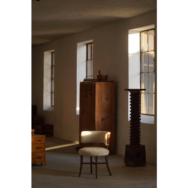 Vintage Danish Low Back Chair in Lambswool, 1940s For Sale - Image 14 of 18