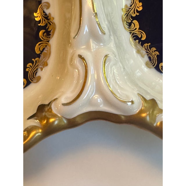 Vintage Reichenbach Germany d.r.echt Kobalt "German Roses" 1980s Three(3) Section Dish For Sale - Image 12 of 18