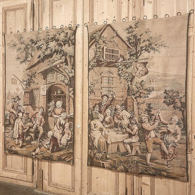Pair Antique Tapestries After David Teniers the Younger For Sale - Image 4 of 14