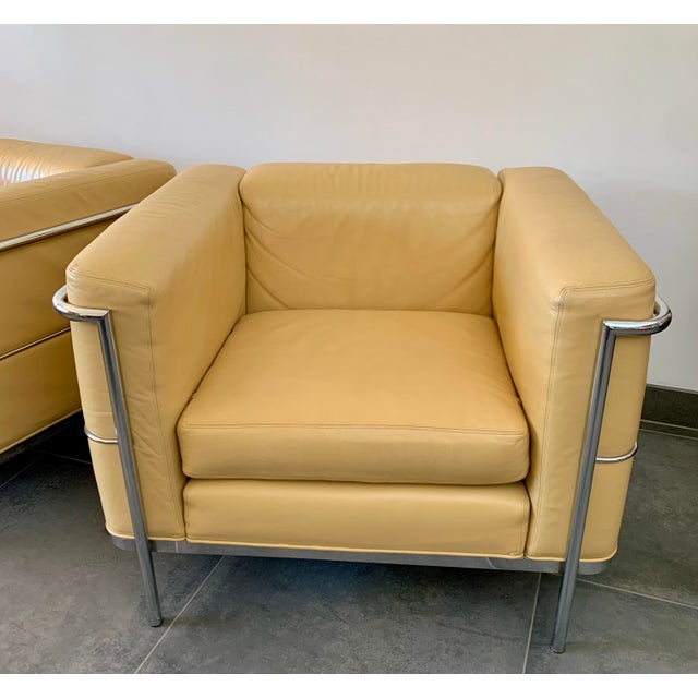 Metal 1960s Leather Chrome Club Chairs Le Corbusier L C 2 Style - A Pair For Sale - Image 7 of 9