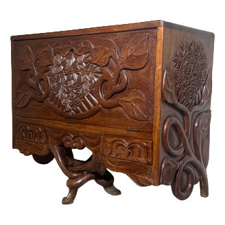 Congolese Hand-Carved Bar Cabinet, 1950s For Sale
