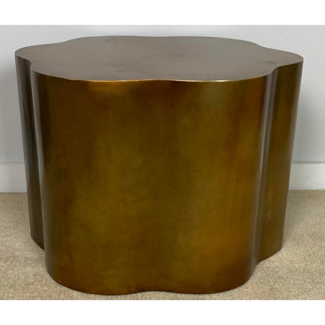 Contemporary Molded Resin Biomorphic Side Table with copper metallic painted finish.