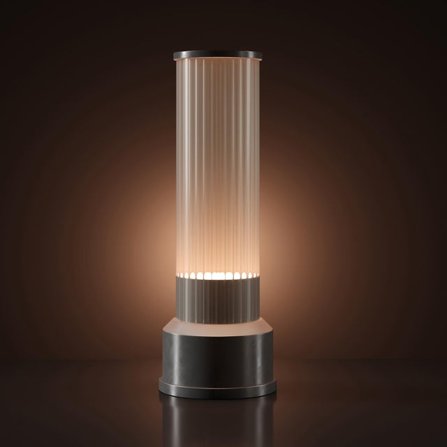 Black CANDLESTICK Rechargeable Cordless LED Table Lamp, 3-Levels Brightness Touch Sensor Control, Brushed Pewter For Sale - Image 8 of 14