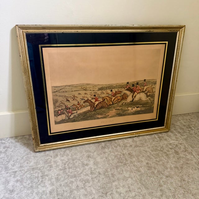 Vintage Hand-Tinted Fox Hunt Print "Full Cry" Framed For Sale - Image 10 of 11