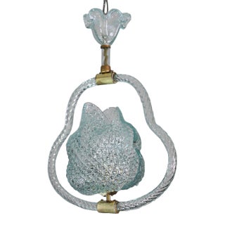 1950s Art Deco Charming Light Blu Murano Glass Chandelier by Barovier E Toso For Sale