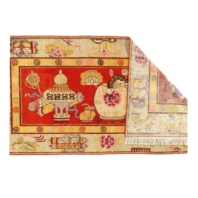 Transitional 1960s Fine Hand Knotted Vintage Khotan Rug For Sale - Image 3 of 4