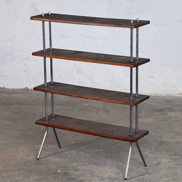 Brown Bauhaus Style Dark Oak Shelving Unit, 1980s For Sale - Image 8 of 11