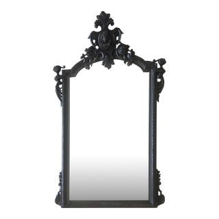 18th Century French Large Flemish Baroque Walnut Ebonized Mirror For Sale