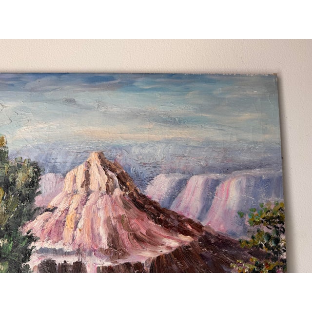 Textile 1970’s Vintage Impressionist Desert Landscape Oil on Canvas Painting, Signed, Unframed For Sale - Image 7 of 11
