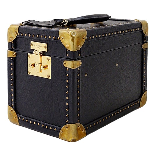 Vintage Black Leather Beauty Case by Pascal Morabito, 1980s For Sale