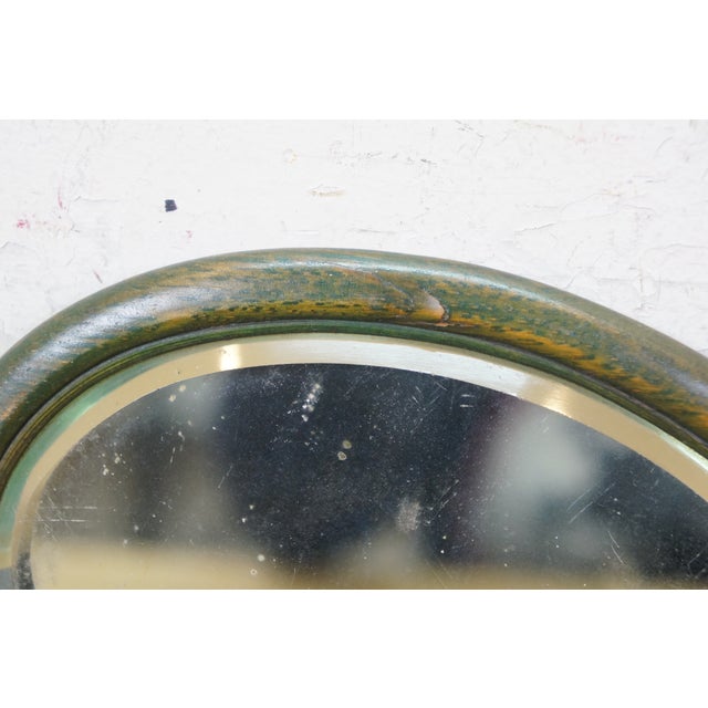 Antique Victorian Beveled Oak Hand Held Vanity Mirror 11" For Sale - Image 10 of 11