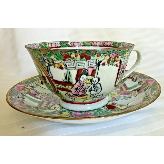 1940s Medallion Tea Cup & Saucer Sets Set of 2 - 4 pcs For Sale - Image 11 of 17