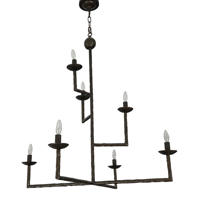 Paul Ferrante Aspari Style 7 Cup Bronze Chandelier For Sale