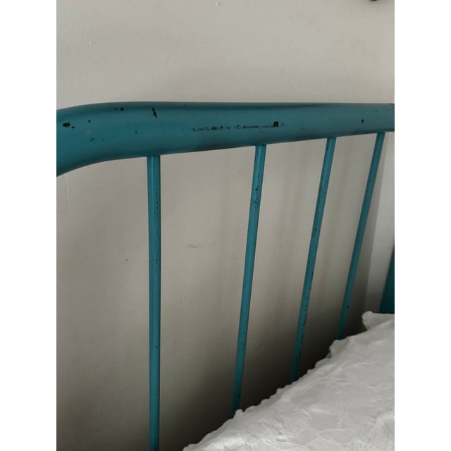 Mid 20th Century Twin Metal Bed Frame-Tal/Turqoise For Sale - Image 4 of 10